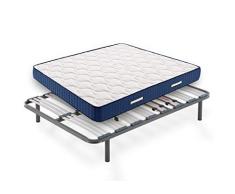 HOGAR24 ES - Conjunto de descanso 80 x 190 cm - Colchón Viscorelax Transpirable + Somier Multiláminas Con Reguladores y Patas de Metal De 26 cm