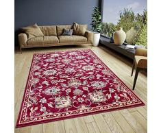 Hanse Home Caracci Alfombra Oriental – Alfombra clásica densa Tejida con Adornos y Motivos Florales, Pelo Corto Suave para Dormitorio, Comedor, salón, Pasillo, Cocina, Color Rojo, 160 x 235 cm