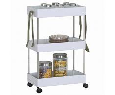 BAKAJI Carrito Multiusos móvil Espacios Estrechos Delgado y cómodo Ahorro de Espacio Cocina baño Oficina Muebles Almacenamiento diseño Interior 3 estantes Blanco (40 x 23 x 60 cm)