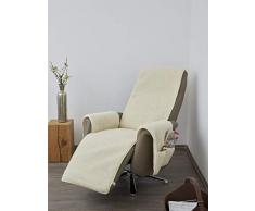 K. & N. Lana de Lana para sillón con reposabrazos Schoner y Largo reposapiés, Flor, Capa Base: 100% poliéster, Natural, Parte Central 200 x 50 cm, Aprox. 60 x 40 cm