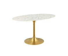 Modway EEI-2021-WHI Lippa Mid-Century Modern Artificial Marble - Mesa Ovalada con Pedestal (48), Color Blanco