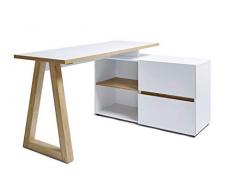 Marca Amazon - Movian Stanberg - Escritorio esquinero con 2 cajones, 140 x 110 x 76 cm, roble y efecto blanco