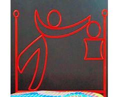 Dfierro Basket Cabecero de forja, 90 cm, Color Rojo, Metal, Cama 80/95 (Twin), 95.0x4.0x128.0 cm