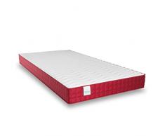Nalui Colchón Viscoelástico con Altura: ±15cm, Espuma, Blanco/Rojo, 140x180 cm