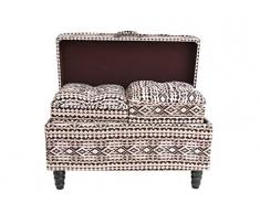 Sukima Decor Azteca Conjunto Baúl y Puffs, Madera, Blanco y Negro, 82x42x48 cm