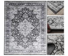 Tadi & Imperio1979 Alfombra clásica Muy Fina para Salón, salita, recibidor, Dormitorio. Estilo Tradicional, Ligera y Antideslizante de Color Antracita, Grises platas y taupes.