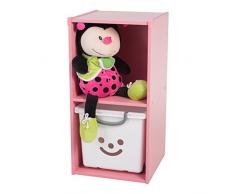 Iris Ohyama KCX-2 Gabinete de Almacenamiento estantes-Kids Shelf KCX-2-Rosa, 35.1 x 34.6 x 68.6 cm, Madera, Rosa, 2 Compartimento