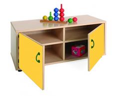 Mobeduc Mueble Infantil Superbajo Armario 4 Casillas, Haya, Haya y Amarillo, 90x40x44 cm