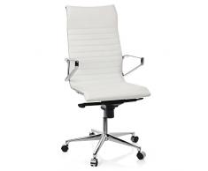 hjh OFFICE Sillón de Oficina operativo, Piel, Blanco