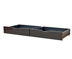 Hoppekids Juego de 2 Cajones con Ruedas para Cama Infantil de Madera, Gris Antracita, 153 x 60 x 19 cm