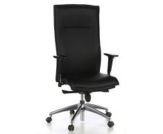 hjh OFFICE 600000 Silla ejecutiva Murano 20 Cuero Negro Marfil Silla ergonomica Respaldo Alto inclinable con Brazos