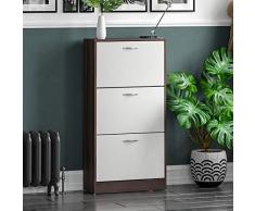 Vida Designs 3 cajón Zapatero Armario de Zapatos de Almacenamiento Organizador Pull Down Unidad de Muebles de Madera, Madera de Nogal y Blanco