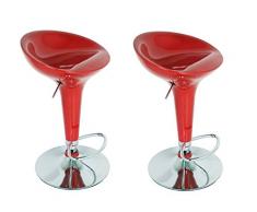 La Silla Española - Pack de Dos Taburetes Estilo Rex en PVC Color Rojo, Regulable en Altura 44x40x87 cm, 2 Unidades