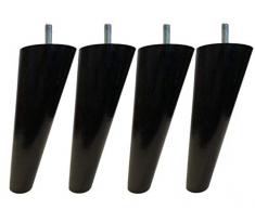 Margot Vintage compás – Juego de 4 Patas de somier, Madera, Negro, 7 x 7 x 20 cm