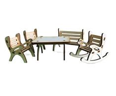Petra s Manualidades (News a de gmh06fs2 de 5 Piezas Mesa Grupo, Compuesto por 1 X Mesa, 1 x Banco de jardín, 1 x Mecedora y 2 sillas de Madera