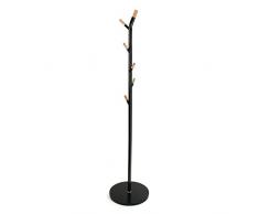 Versa 15811320 Perchero de pie Negro Nagen, Metal Madera, 175 x 40 x 40 cm