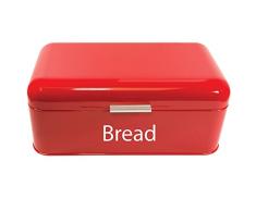 Chef Vida Curva de Acero Inoxidable Panera Cocina Alimentos Caja de Almacenamiento, Metal, Rojo