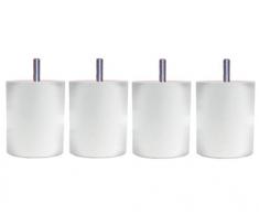Margot – Camaleón Cilindro – Juego de 4 Patas de somier 7 x 7 x 9,3 cm, Madera, Blanco, 7 x 7 x 9,3 cm