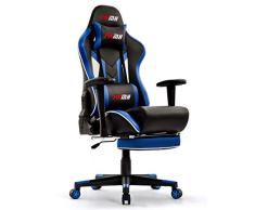 IntimaTe WM Heart Silla Gaming Ergonómica Silla Gamer con Reposapies Silla Racing para Computadora Reclinable Respaldo Alto con Cojín Lumbar Silla para Juegos con Cabeza Almohada y Reposabrazos Azul