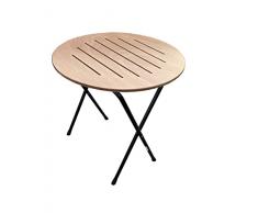 CASTELMERLINO Silvia Mesa Plegable, Metal, Okume Natural, Rotondo