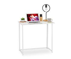 Relaxdays Escritorio Plegable, Mueble de Oficina, 74,5x80x45 cm, Blanco, Aglomerado, Hierro, 5 x 80 x 45 cm
