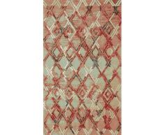 Homemania EXFAB86-60X100CM Alfombra Impresa Red Geometric 1 Geométrico Antideslizante, Multicolor, 60 x 100 cm