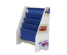 hellohome Estantería Infantil con diseño de Vehículos, Madera, Blanco, 60.00x51.00x23.00 cm