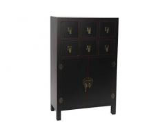 DRW Taquillón cajonera Oriental Madera 6 cajones y Armario con baldas 63X26X100 cm