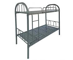 Homey Litera Reforzada Completa con Barandilla y Escalera Metálica, Modelo Carla, Estructura Tubular, Práctica y Funcional, Acero aleado, Gris, 90x190