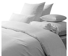 Italian Bed Linen CP-ST-2P Satin Stripes Conjunto de Cubierta de edredòn, Doble, Blanco, poliéster
