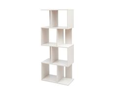 Iris Ohyama, Estantería decorativa con 4 estantes/estantería para libros en forma de S, Diseño,Modulare, Oficina, Casa, Biblioteca - Display Shelf - SRK-W4 - Roble Blanco