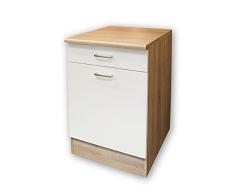 Stella Trading Andy Any Moderno, Color Mate, Armario de Cocina Espacioso con Mucho Espacio de Almacenamiento, Material de Madera, Roble Sonoma/Blanco, 50 x 90 x 60 cm