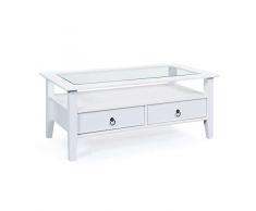 Inter Link Gila Mesa de Centro, Madera Maciza, Blanco, 120 x 59 x 180 cm, Blanco, 115x60x45 cm