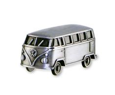 Brisa VW Collection - Volkswagen Furgoneta Hippie Bus T1 Van Mini Modelo en Caja de Regalo, Pisapapeles, Iman para Tablón de anuncios, Decoración Magnética para Nevera como Regalo/Souvenir (Plata)