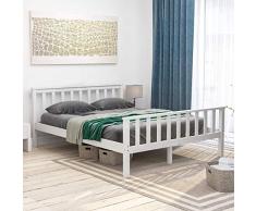 Movian Marca Amazon, Cama King Size Milan, Marco de Cama, Madera de Pino Macizo, cabecero, Muebles de Dormitorio de Extremo Alto, Blanco, 5 pies…