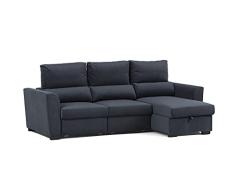 BUDWING Oliver Sofa Cama de Salon Chaise Longue 3 Plazas con Arcón Derecho o Izquierdo con Reposacabezas Ajustable (Gris Oscuro)