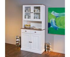 Inter Link Berlin Aparador con 4 Puertas y 2 cajones, Madera, Blanco, Pino, Bianco, 90x45x181 cm