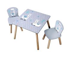 Kesper Mesa Infantil con 2 sillas, Gris, Tisch 55 x 55 x 45 cm, Stuhl 27,5 x 27,5 x 50,5 cm