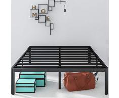 Zinus Van 41 cm Estructura de cama de metal, somier de listones de acero, montaje fácil, espacio de almacenamiento bajo la cama, 135 x 190 cm, negro
