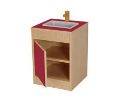 Mobeduc módulo de Fregadero de Cocina, Madera, Color Rojo, 40 x 56 x 40 cm