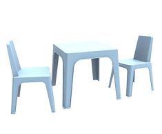 resol Julieta Set Infantil de 2 sillas y 1 Mesa para Interior, Exterior, jardín - Color Azul Cielo