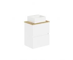 Baikal Conjunto de baño Natura. Mueble de Baño de Fondo Reducido, con Lavabo cerámico sobre Encimera. Mueble Suspendido. Mueble MONTADO. Dos Cajones sin Espejo 60 cm Fondo de 36cm