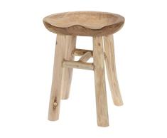 Rebecca Mobili Taburete de madera natural, taburete bajo, marrón, madera de teca, estilo bohemio chic escandinavo, para el hogar exterior - Altura: 42 cm - Art. RE6872