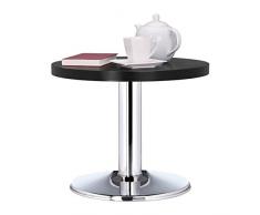 Relaxdays 10021919_46 Mesa Auxiliar Redonda Ajustable, Madera, Negro, 50 X 50 X 41 Cm
