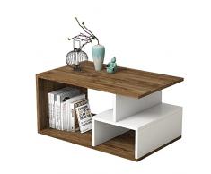Mesa auxiliar,100% Tablero de aglomerado rechapado en melamina, Color Oscuro Nogal Blanco