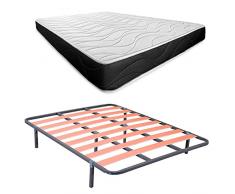 Somnia Descanso - Cama Completa con Colchón Bombay (Cara Invierno/Verano) + Somier Basic + 4 Patas, 90 x 190