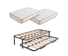 HOGAR24 ES Cama Nido Metálica Reforzada + 2 Colchones Viscoelásticos Viscoferta, 90x190