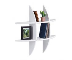 Relaxdays Estantería de Pared Decorativa con 6 Compartimentos, Madera, Blanco, 69 x 69 x 17 cm