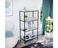 Vida Designs Brooklyn - Estantería de Madera para estanterías de Almacenamiento, Muebles rústicos industriales (Gris, 4 Niveles)
