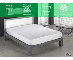 Dormio – Protector de Colchón Impermeable y Transpirable 100% Algodón de Tejido Rizo 90x190/200, Color Blanco, Modelo Verde
